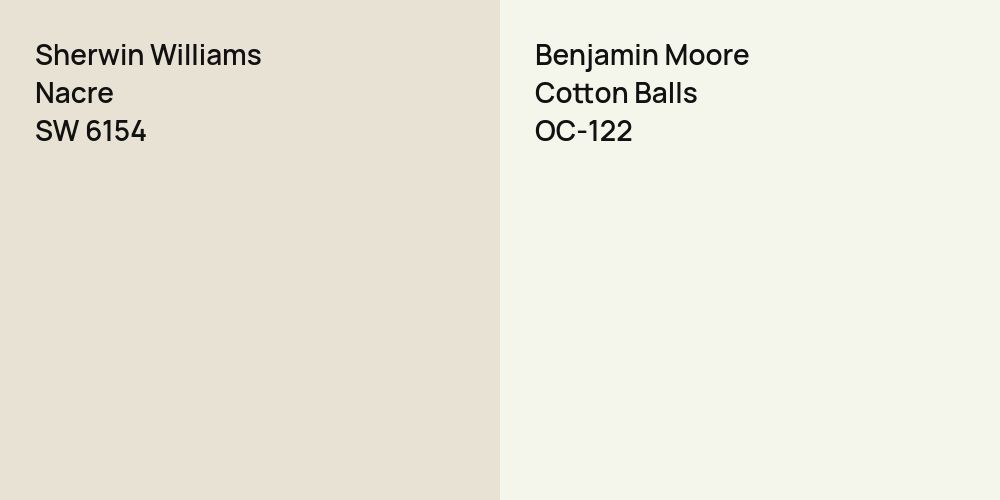 Sherwin Williams Nacre vs. Benjamin Moore Cotton Balls