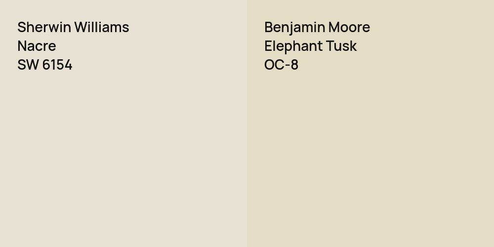 Sherwin Williams Nacre vs. Benjamin Moore Elephant Tusk