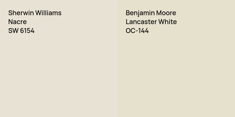 Sherwin Williams Nacre vs. Benjamin Moore Lancaster White