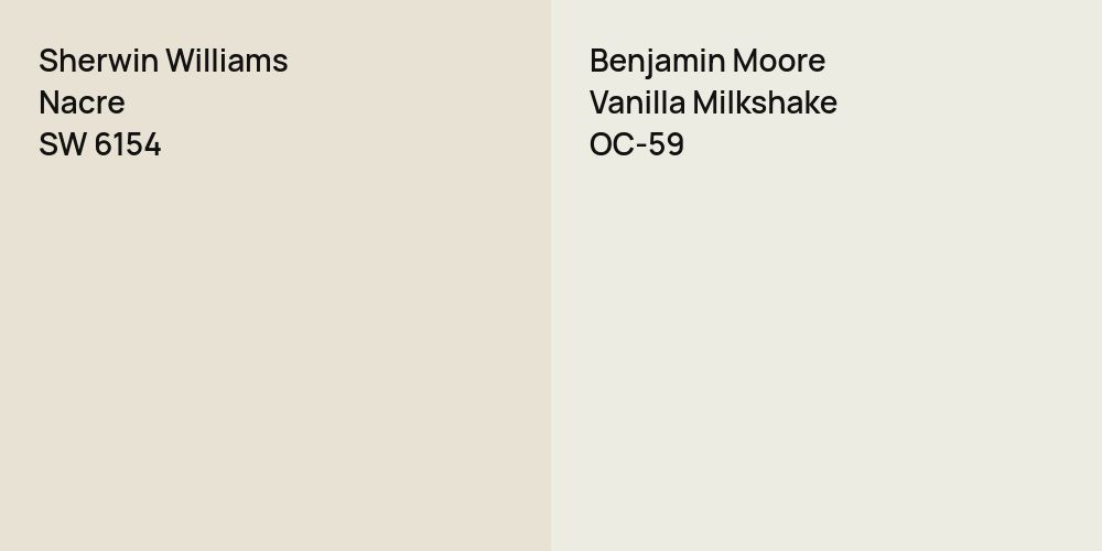 Sherwin Williams Nacre vs. Benjamin Moore Vanilla Milkshake