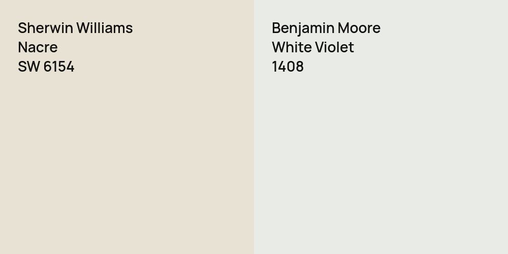 Sherwin Williams Nacre vs. Benjamin Moore White Violet