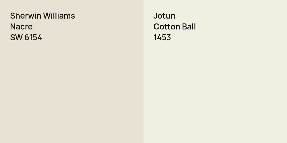 Sherwin Williams Nacre vs. Jotun Cotton Ball