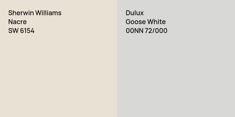 Sherwin Williams Nacre vs. Dulux Goose White