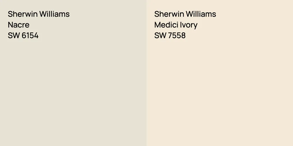 Sherwin Williams Nacre vs. Sherwin Williams Medici Ivory