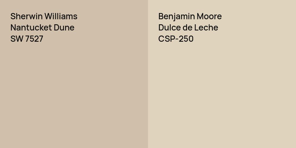 Sherwin Williams Nantucket Dune vs. Benjamin Moore Dulce de Leche