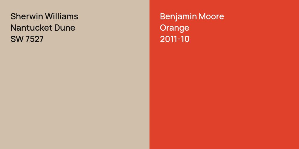 Sherwin Williams Nantucket Dune vs. Benjamin Moore Orange