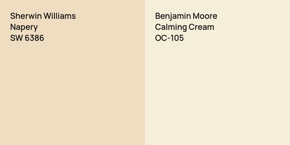 Sherwin Williams Napery vs. Benjamin Moore Calming Cream