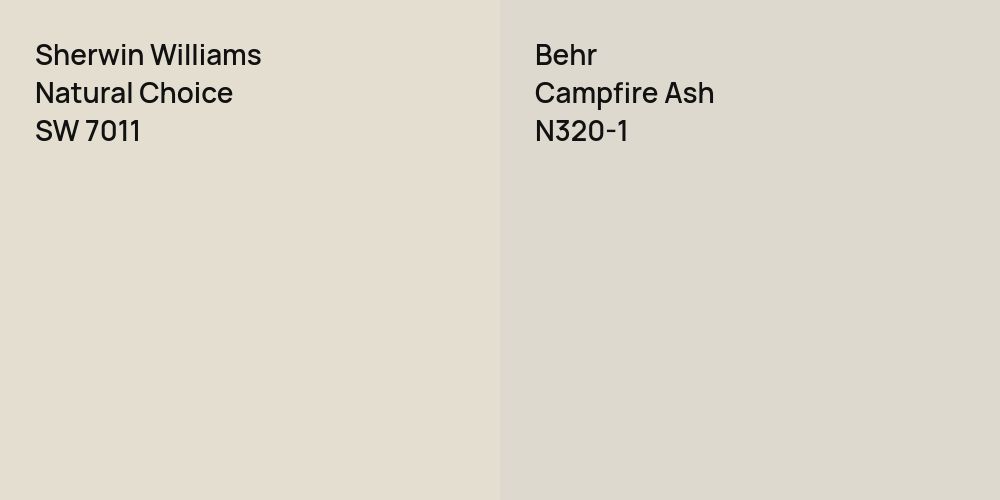 Sherwin Williams Natural Choice vs. Behr Campfire Ash