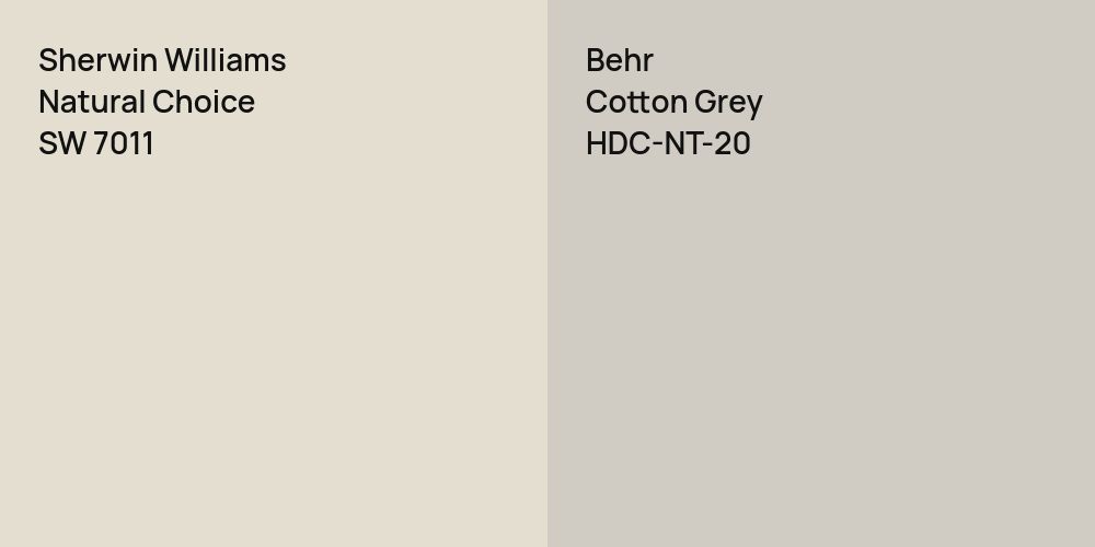 Sherwin Williams Natural Choice vs. Behr Cotton Grey