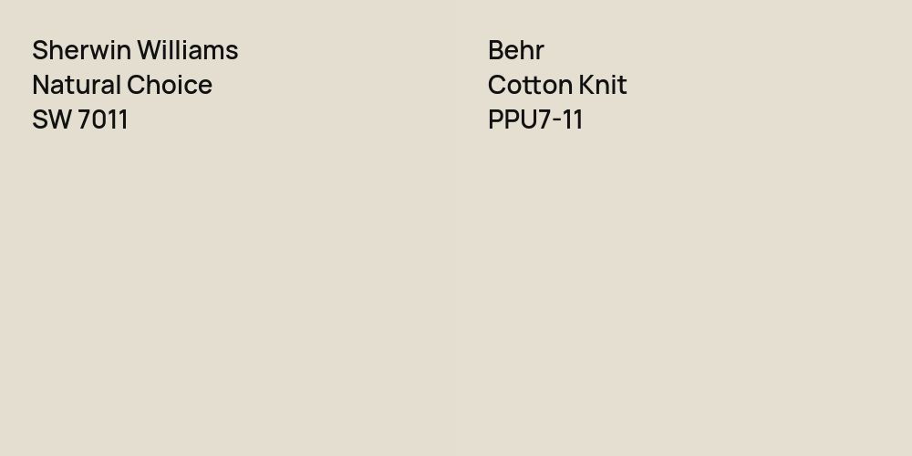 Sherwin Williams Natural Choice vs. Behr Cotton Knit