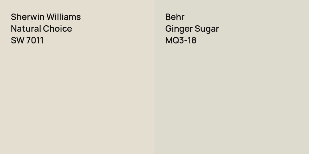 Sherwin Williams Natural Choice vs. Behr Ginger Sugar