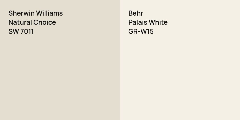 Sherwin Williams Natural Choice vs. Behr Palais White