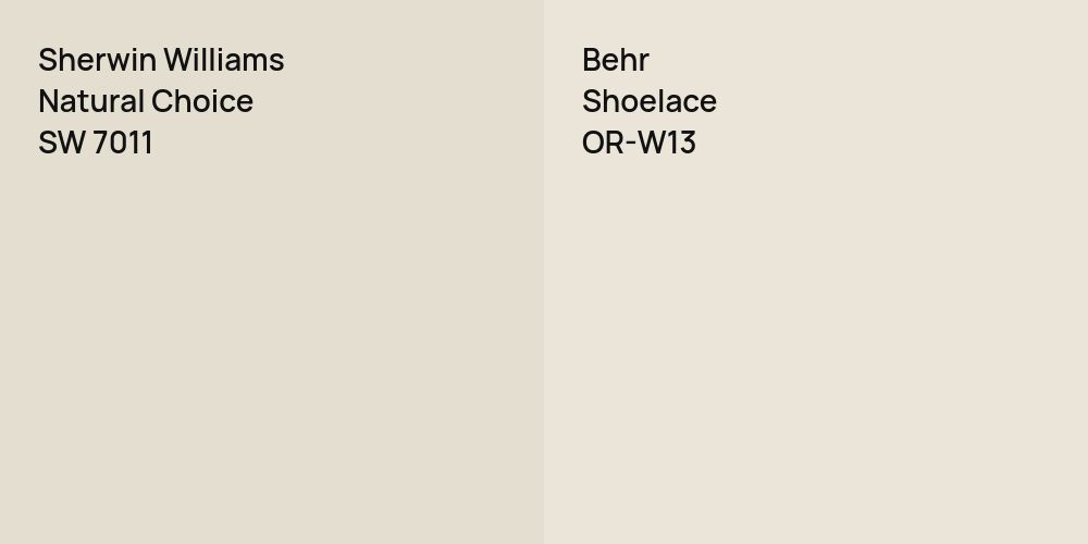 Sherwin Williams Natural Choice vs. Behr Shoelace