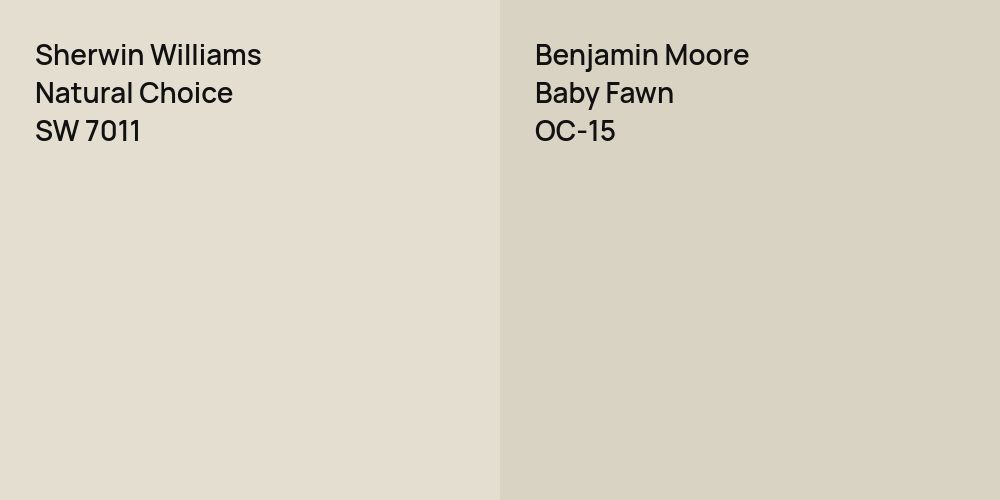 Sherwin Williams Natural Choice vs. Benjamin Moore Baby Fawn