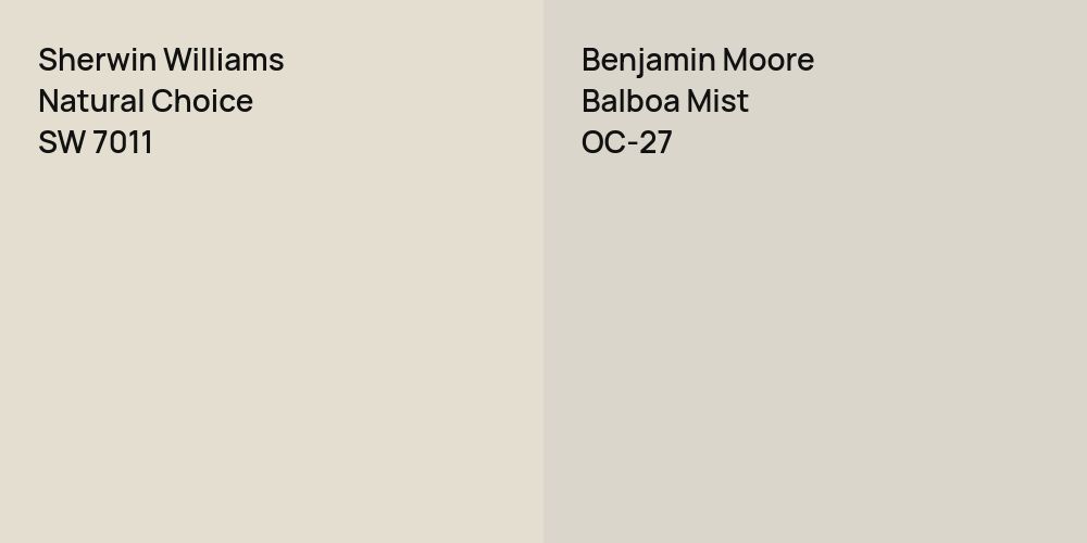 Sherwin Williams Natural Choice vs. Benjamin Moore Balboa Mist