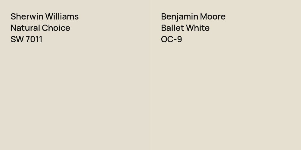 Sherwin Williams Natural Choice vs. Benjamin Moore Ballet White