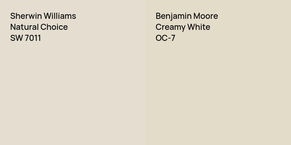 Sherwin Williams Natural Choice vs. Benjamin Moore Creamy White