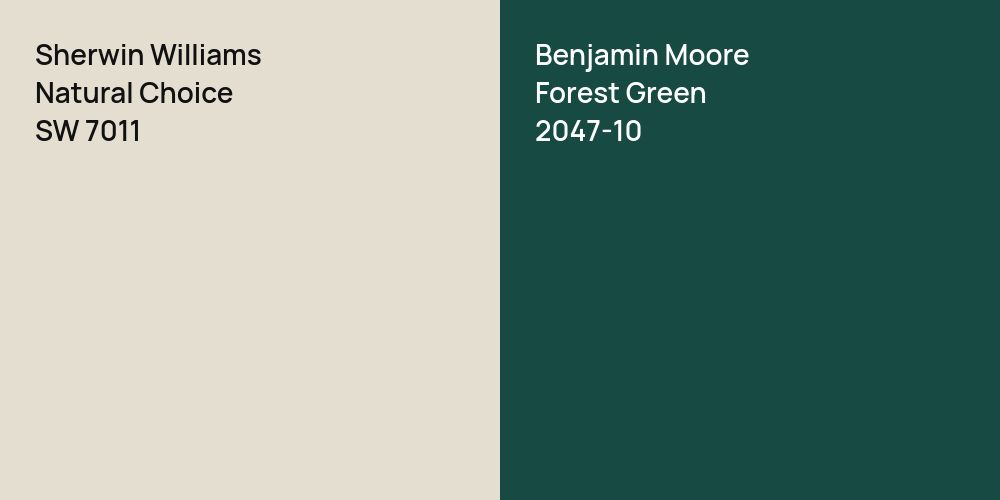 Sherwin Williams Natural Choice vs. Benjamin Moore Forest Green