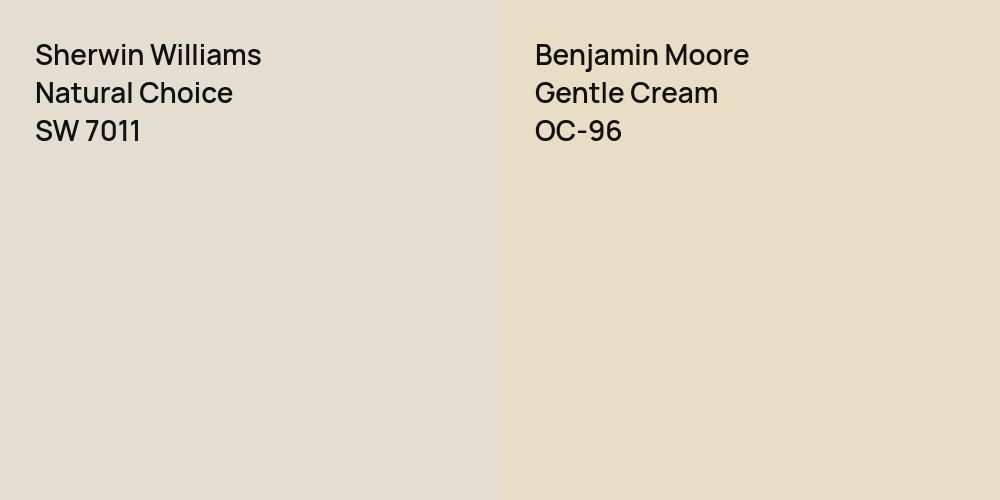 Sherwin Williams Natural Choice vs. Benjamin Moore Gentle Cream