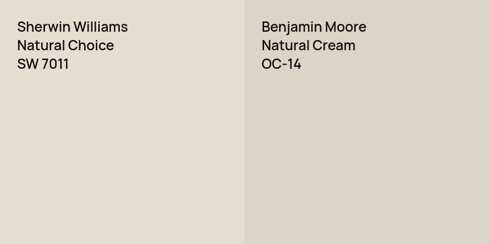 Sherwin Williams Natural Choice vs. Benjamin Moore Natural Cream