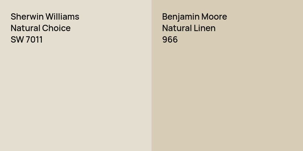 Sherwin Williams Natural Choice vs. Benjamin Moore Natural Linen