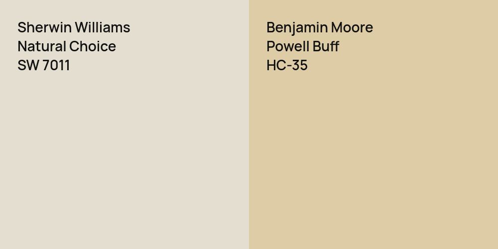 Sherwin Williams Natural Choice vs. Benjamin Moore Powell Buff