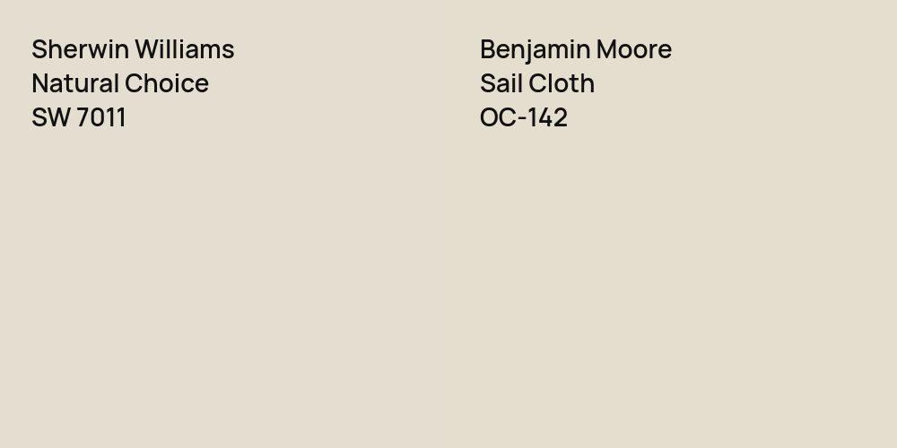 Sherwin Williams Natural Choice vs. Benjamin Moore Sail Cloth