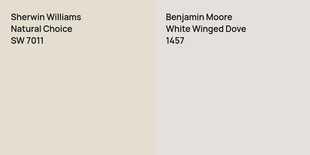 Sherwin Williams Natural Choice vs. Benjamin Moore White Winged Dove