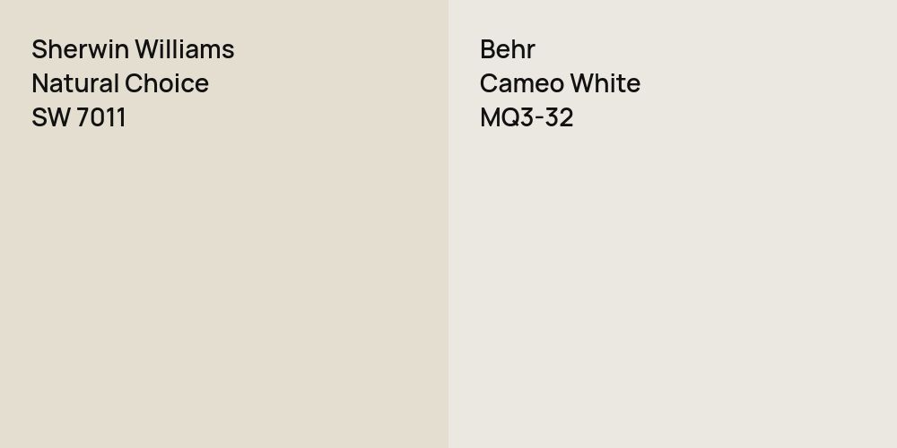 Sherwin Williams Natural Choice vs. Behr Cameo White