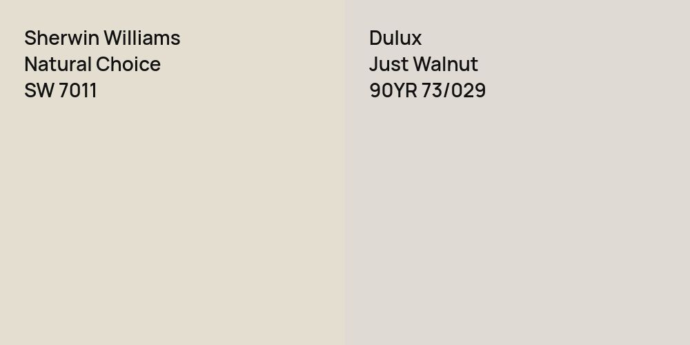 Sherwin Williams Natural Choice vs. Dulux Just Walnut