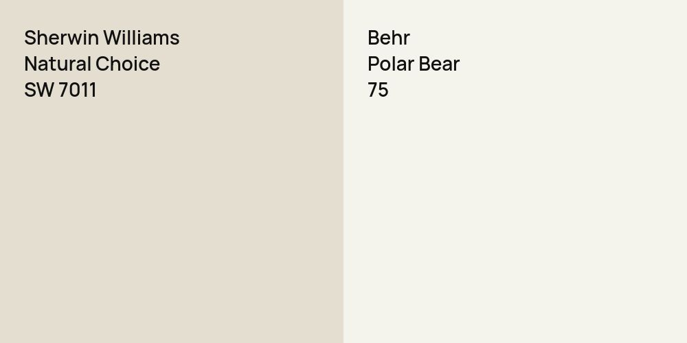 Sherwin Williams Natural Choice vs. Behr Polar Bear