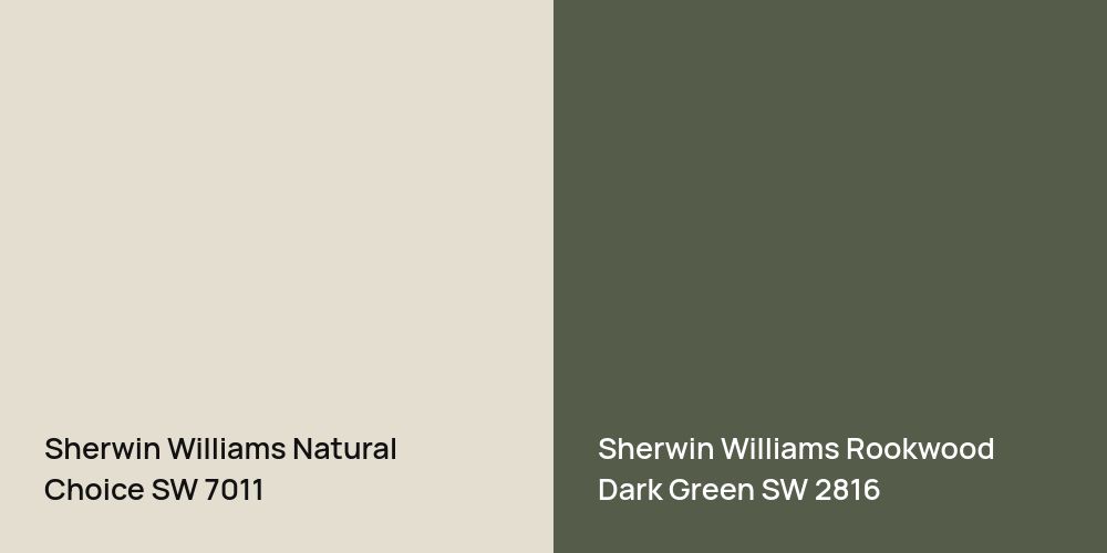 Sherwin Williams Natural Choice vs. Sherwin Williams Rookwood Dark Green