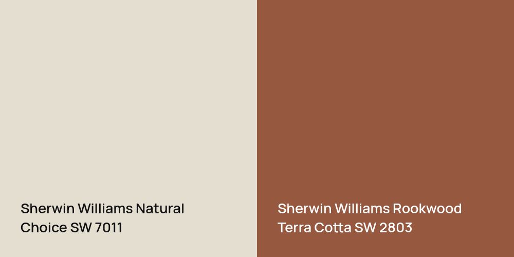 Sherwin Williams Natural Choice vs. Sherwin Williams Rookwood Terra Cotta