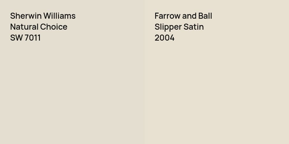 Sherwin Williams Natural Choice vs. Farrow and Ball Slipper Satin