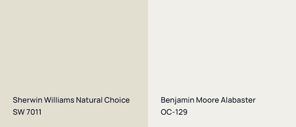 Sherwin Williams Natural Choice SW 7011 vs Benjamin Moore Alabaster OC-129