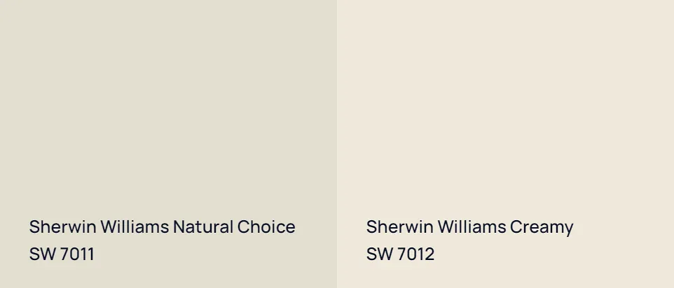 Sherwin Williams Natural Choice SW 7011 vs Sherwin Williams Creamy SW 7012