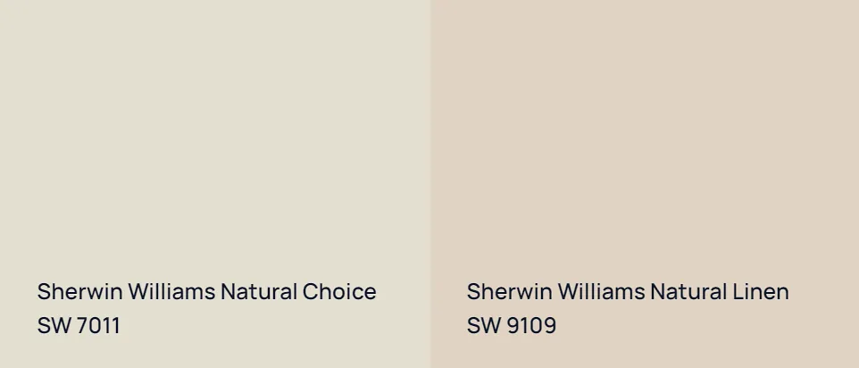 Sherwin Williams Natural Choice SW 7011 vs Sherwin Williams Natural Linen SW 9109