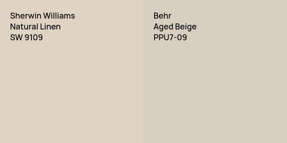 Sherwin Williams Natural Linen vs. Behr Aged Beige