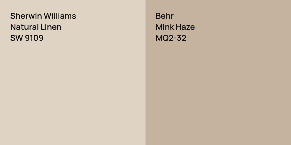 Sherwin Williams Natural Linen vs. Behr Mink Haze