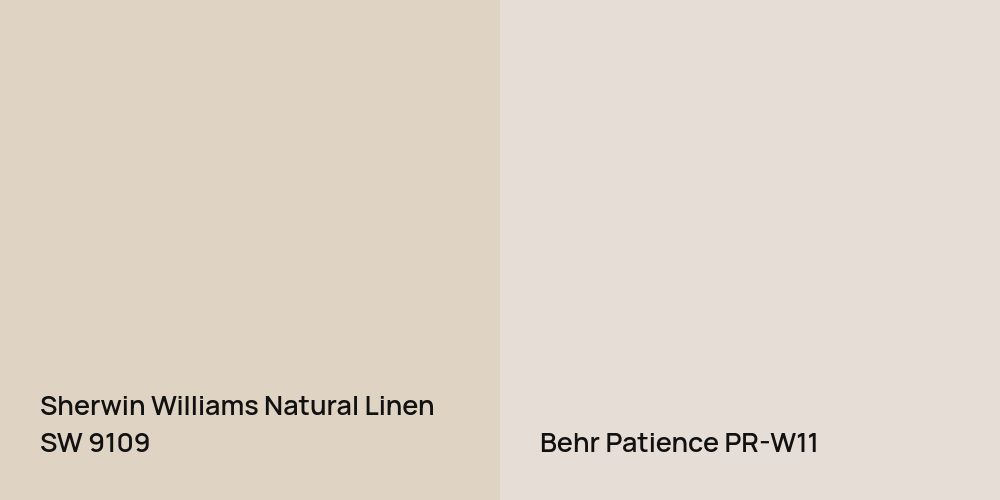 Sherwin Williams Natural Linen vs. Behr Patience