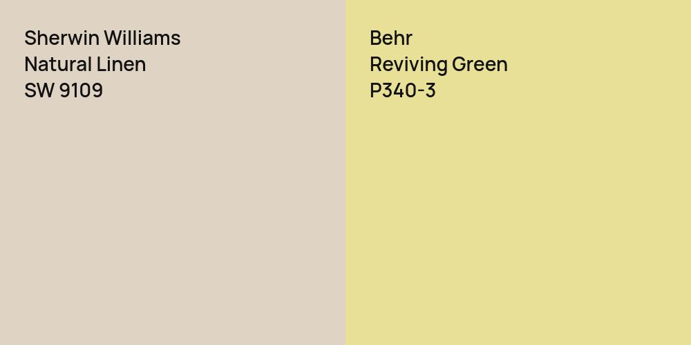 Sherwin Williams Natural Linen vs. Behr Reviving Green