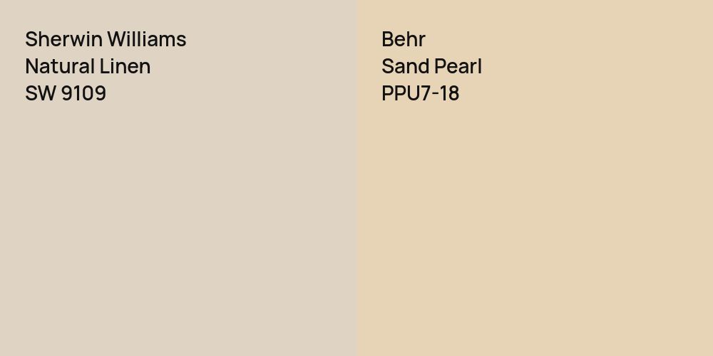 Sherwin Williams Natural Linen vs. Behr Sand Pearl