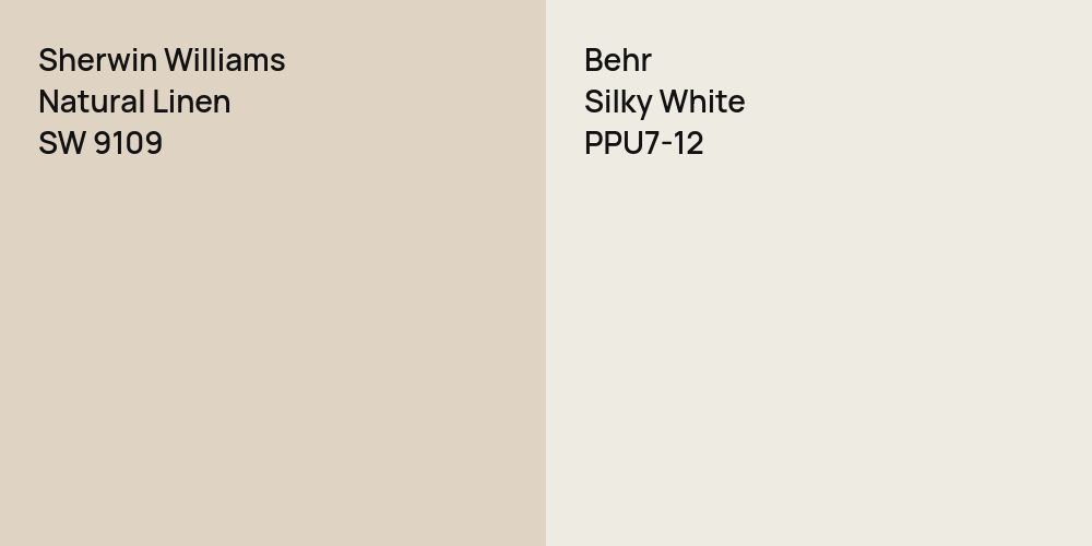 Sherwin Williams Natural Linen vs. Behr Silky White