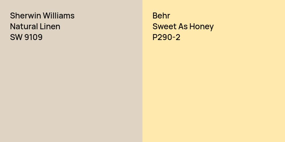 Sherwin Williams Natural Linen vs. Behr Sweet As Honey