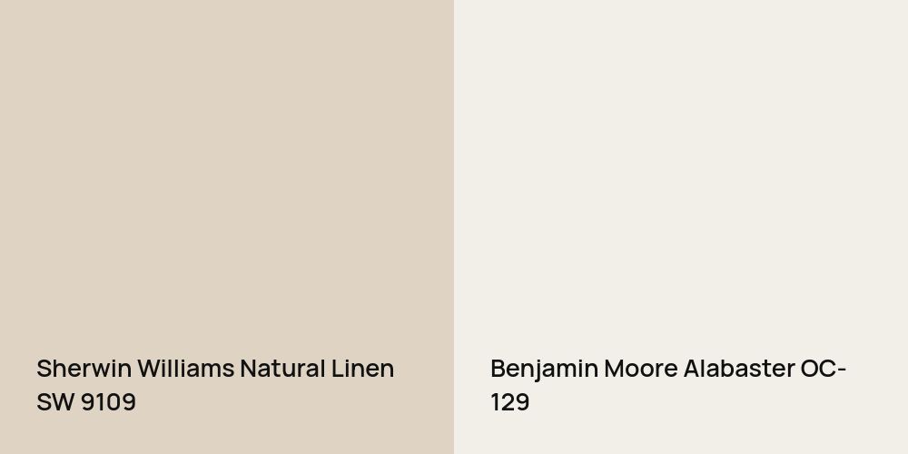 Sherwin Williams Natural Linen vs. Benjamin Moore Alabaster