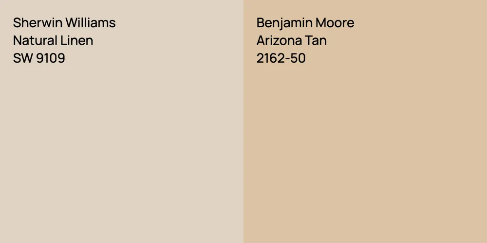 Sherwin Williams Natural Linen vs. Benjamin Moore Arizona Tan