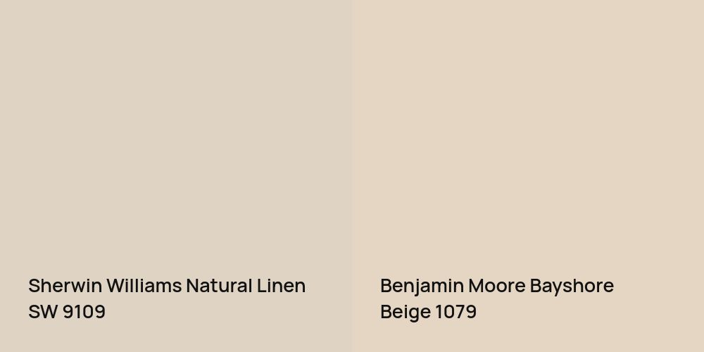 Sherwin Williams Natural Linen vs. Benjamin Moore Bayshore Beige