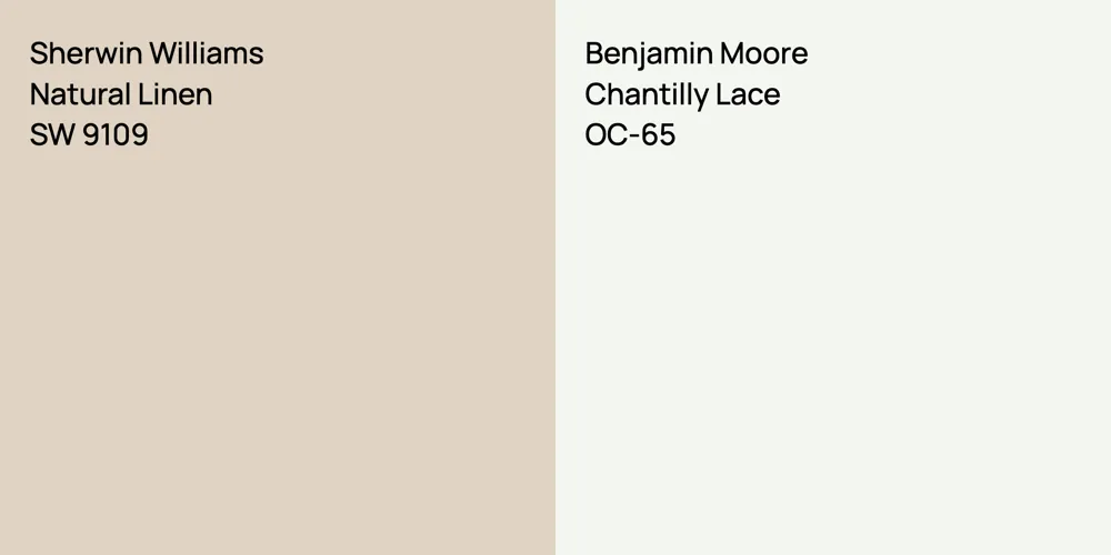 Sherwin Williams Natural Linen vs. Benjamin Moore Chantilly Lace