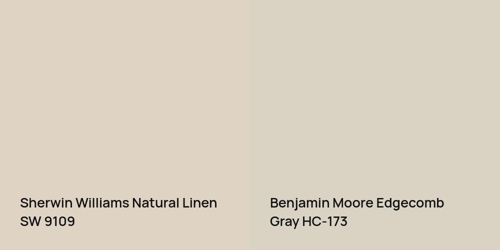 Sherwin Williams Natural Linen vs. Benjamin Moore Edgecomb Gray