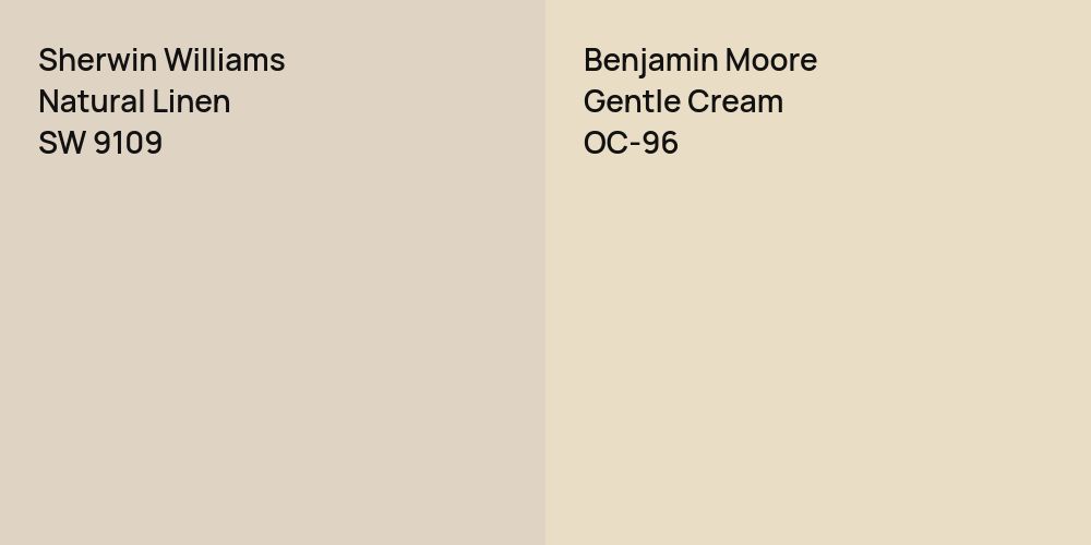 Sherwin Williams Natural Linen vs. Benjamin Moore Gentle Cream